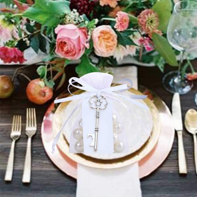 Bodosac 30 Pcs Silver Rustic Vintage Key Bottle Opener with Sheer Bag Card Tag for Wedding Favors Party decor 6 Style - Image 3
